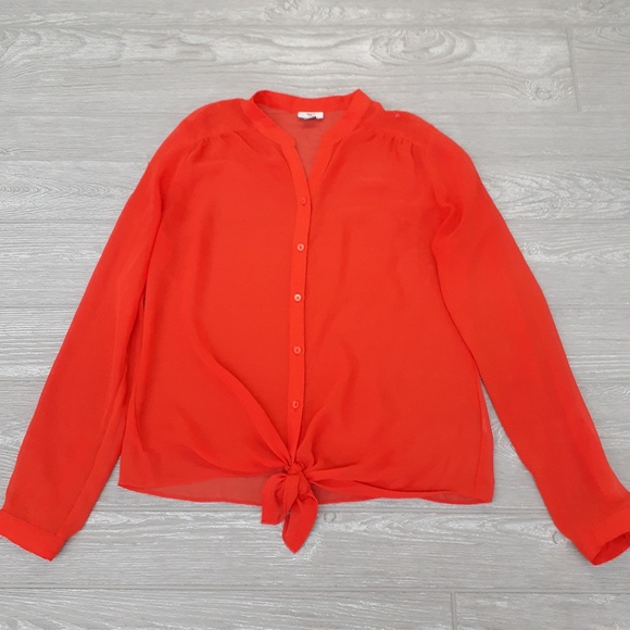 3/$20 Worthington orange sheer blouse size m - Picture 1 of 5